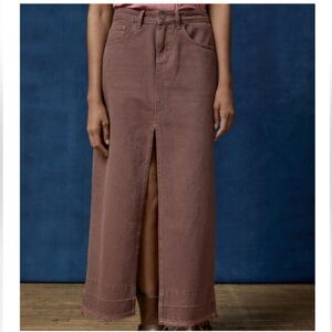 Urban Outfitters BDG Mandi Denim Maxi Skirt with Raw Hem Size Medium Maroon NWT